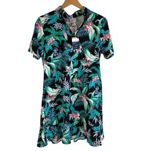 Tommy Bahama Tropical Floral Golf Dress + Shorts Women L‎ Teal Tennis Prep NWT
